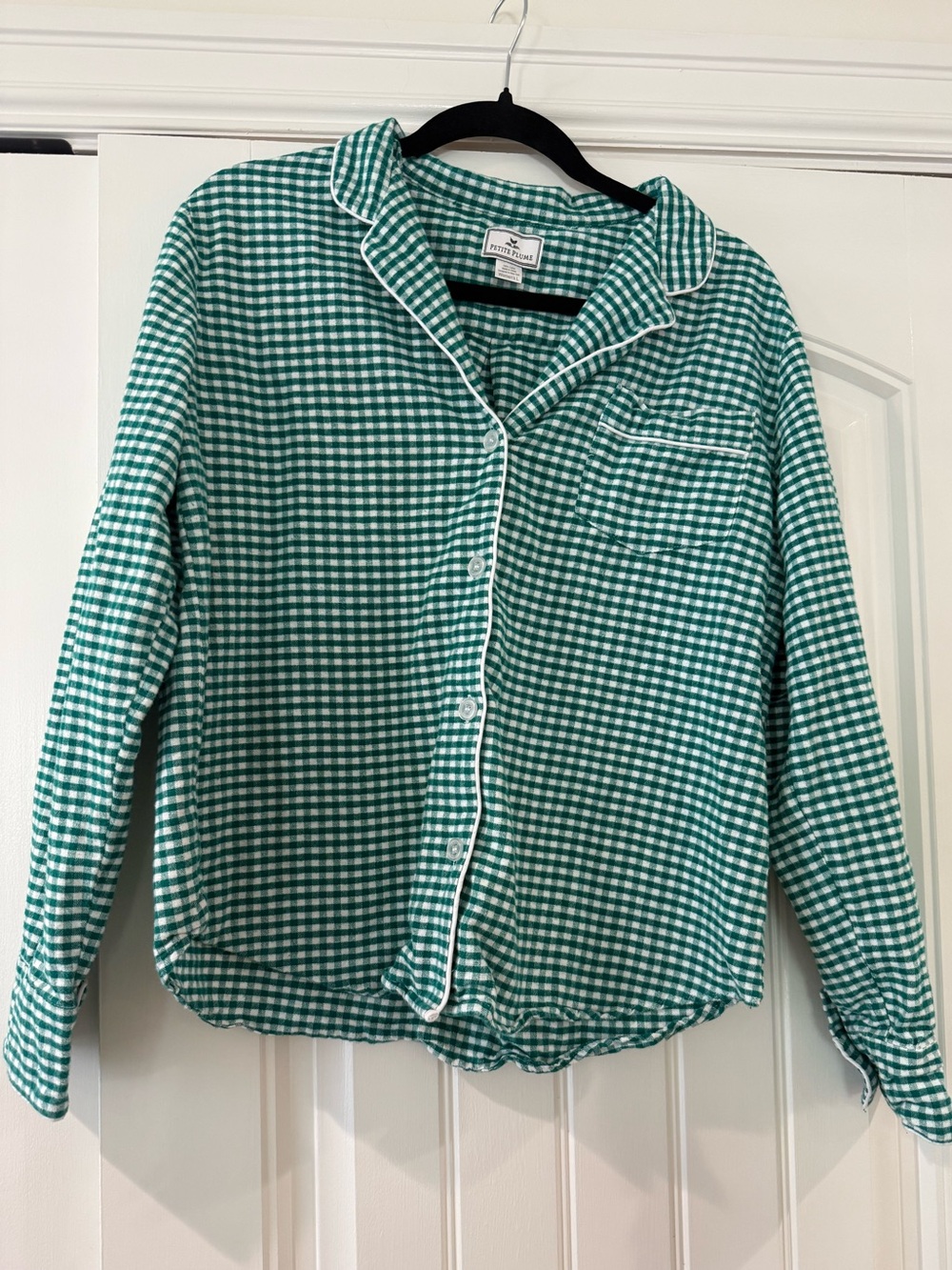 Petite Plume Green gingham plaid pj set 100% cotton
